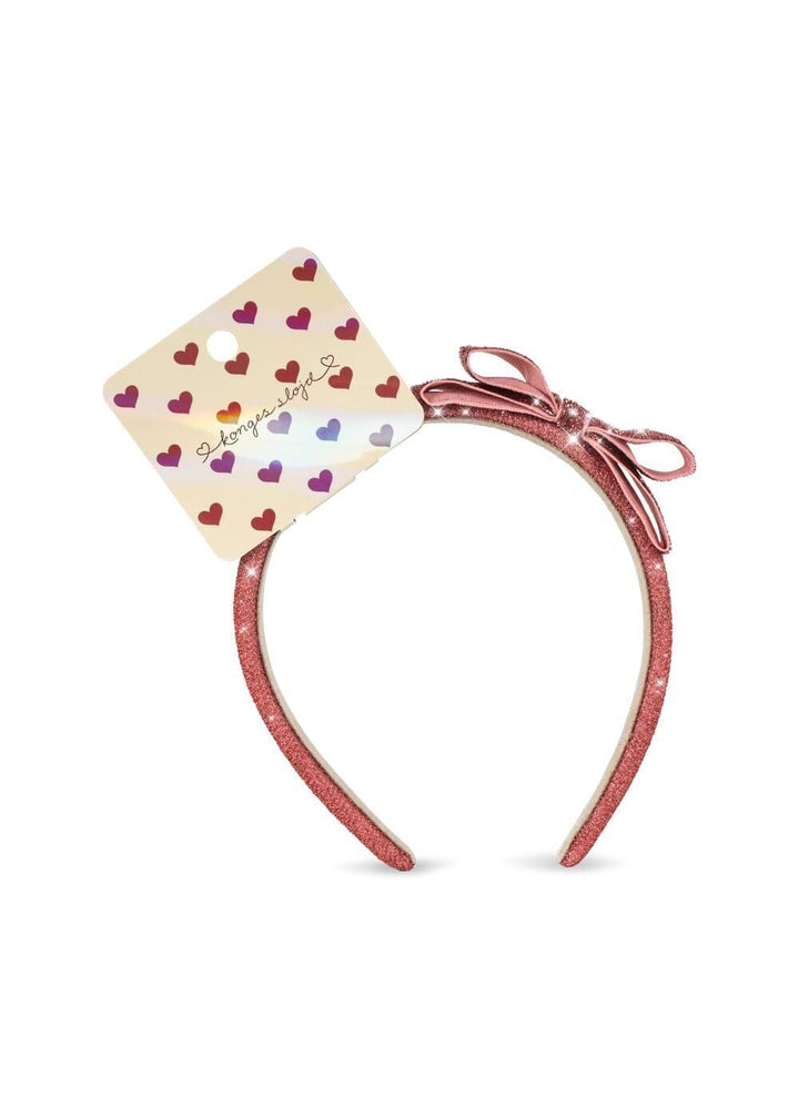 Konges Sløjd - Velvet Bow Hairbrace Ks106640 - Rose Glitter
