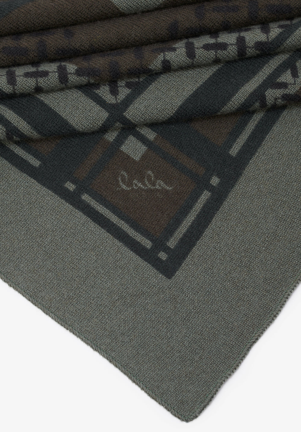 Lala Berlin - Triangle Double Heritage - leaf olive Tørklæder 
