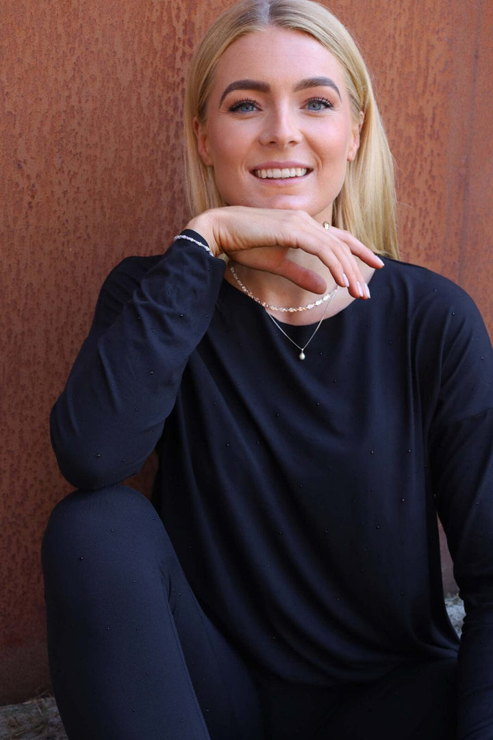 Liberte - Alma-Ls-Top - Black Simili Bluser 