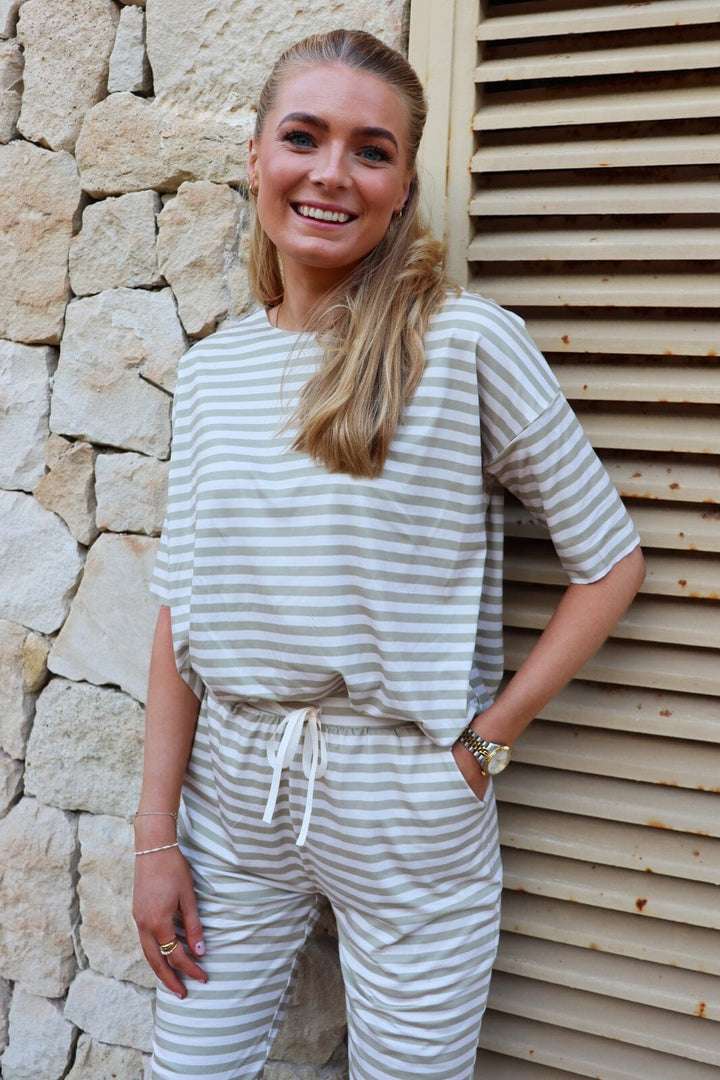 Liberte - Alma-Tshirt 9519 - Sand Ivory Stripe