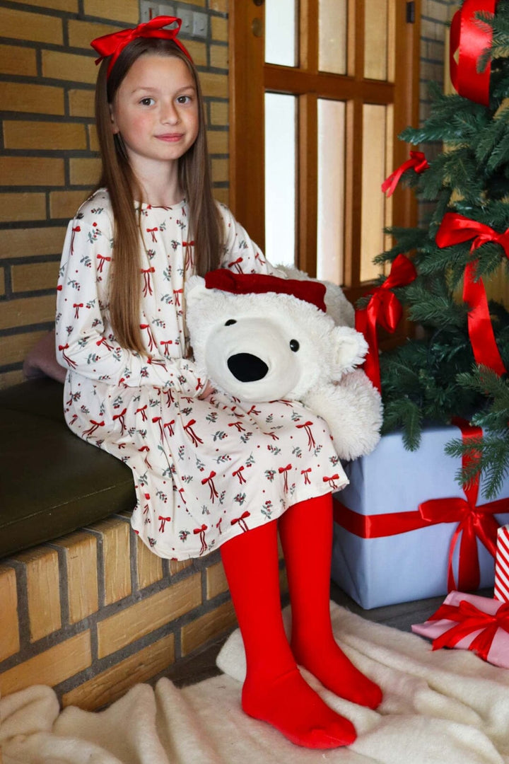 Liberte Ami - Alma-Ls-Babydoll-Dress (Kids) 9658 - Red Bow Creme