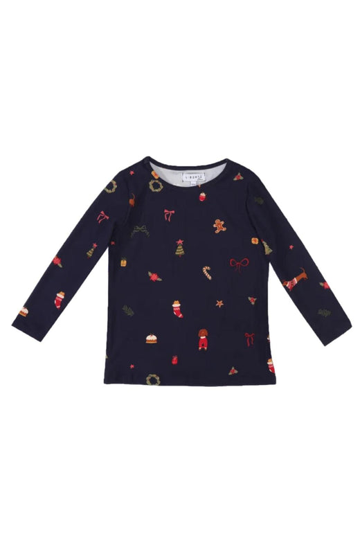 Liberte Ami - Alma-Ls-Tshirt-Kids 9659 - Dog Navy T-shirts 