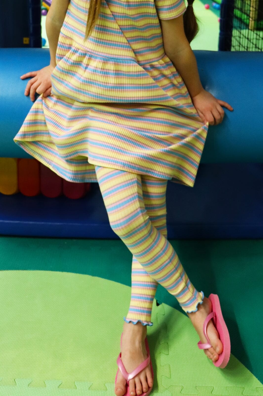 Liberte Ami - Natalia-Leggings-Kids - Yellow Rose Blue Stripe Leggings 