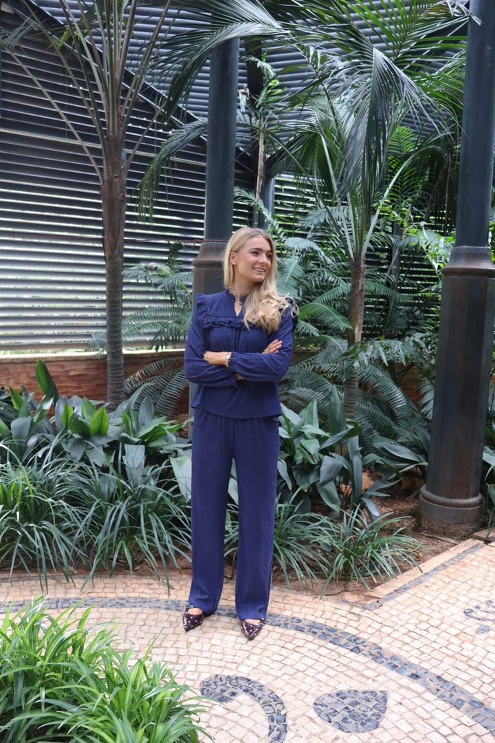 Liberte - Anni Ls Frill Blouse 22348 - Navy