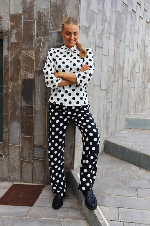 Liberte - Dot Pants 22365 - Black White Big Dot