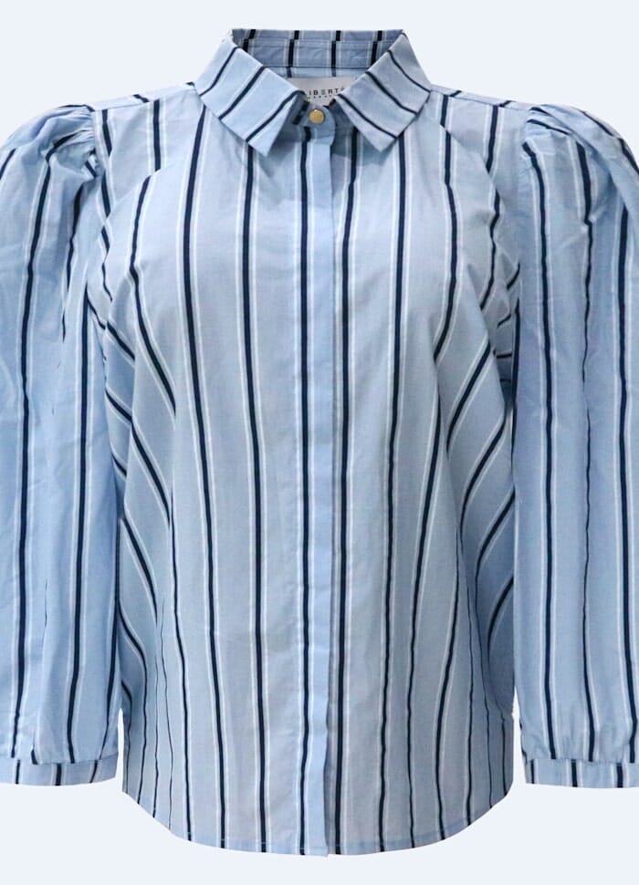 Liberte - Flora-Blouse 21249 - Light Blue Blue Stripe Bluser 