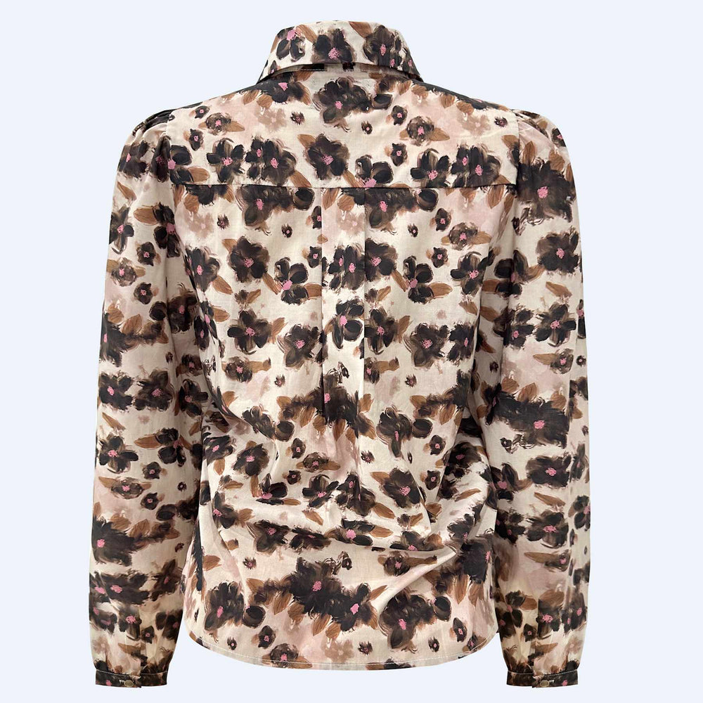 Liberte - Flora Ls Blouse 21598 - Brown Black Flower Bluser 