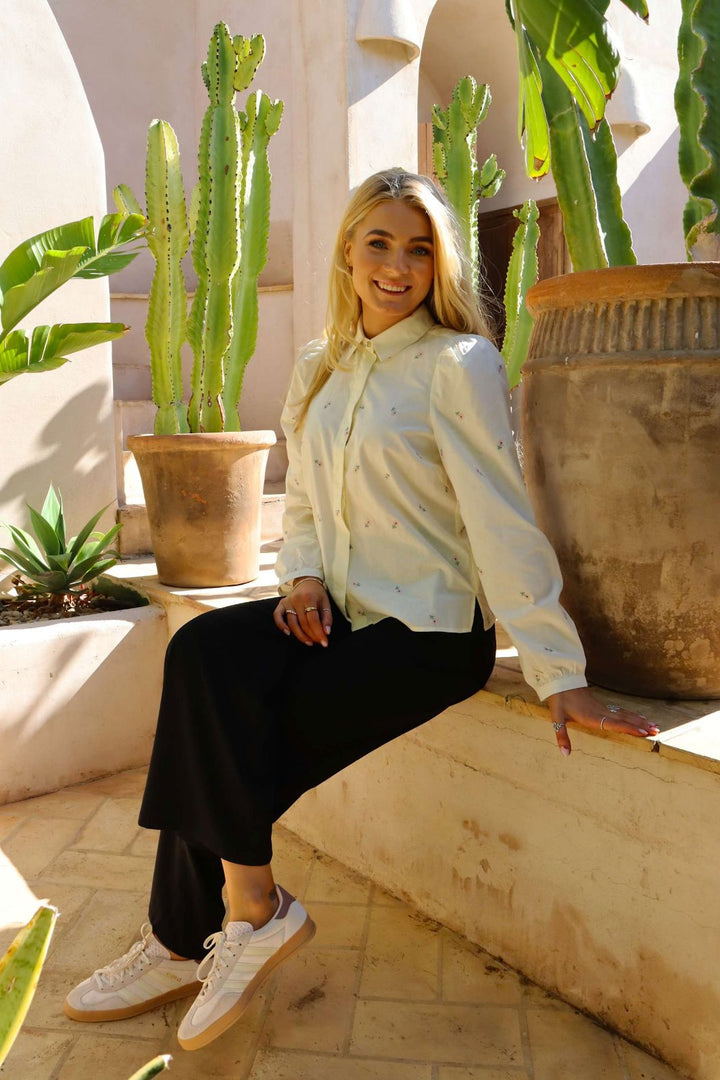 Liberte - Flora Ls Blouse 21598 - Ivory Rose Flower Bluser 