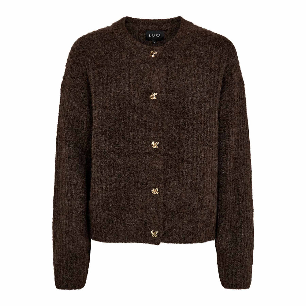 Liberte - Fro O-Neck Cardigan 22260 - Chocolate Cardigans 