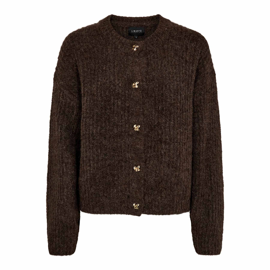 Liberte - Fro O-Neck Cardigan 22260 - Chocolate Cardigans 