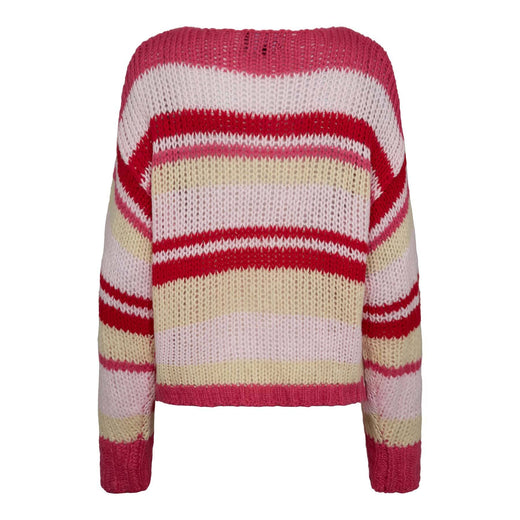 Liberte - Frodine Stripe Pullover 22261 - Pink Red Rose Stripe Strikbluser 