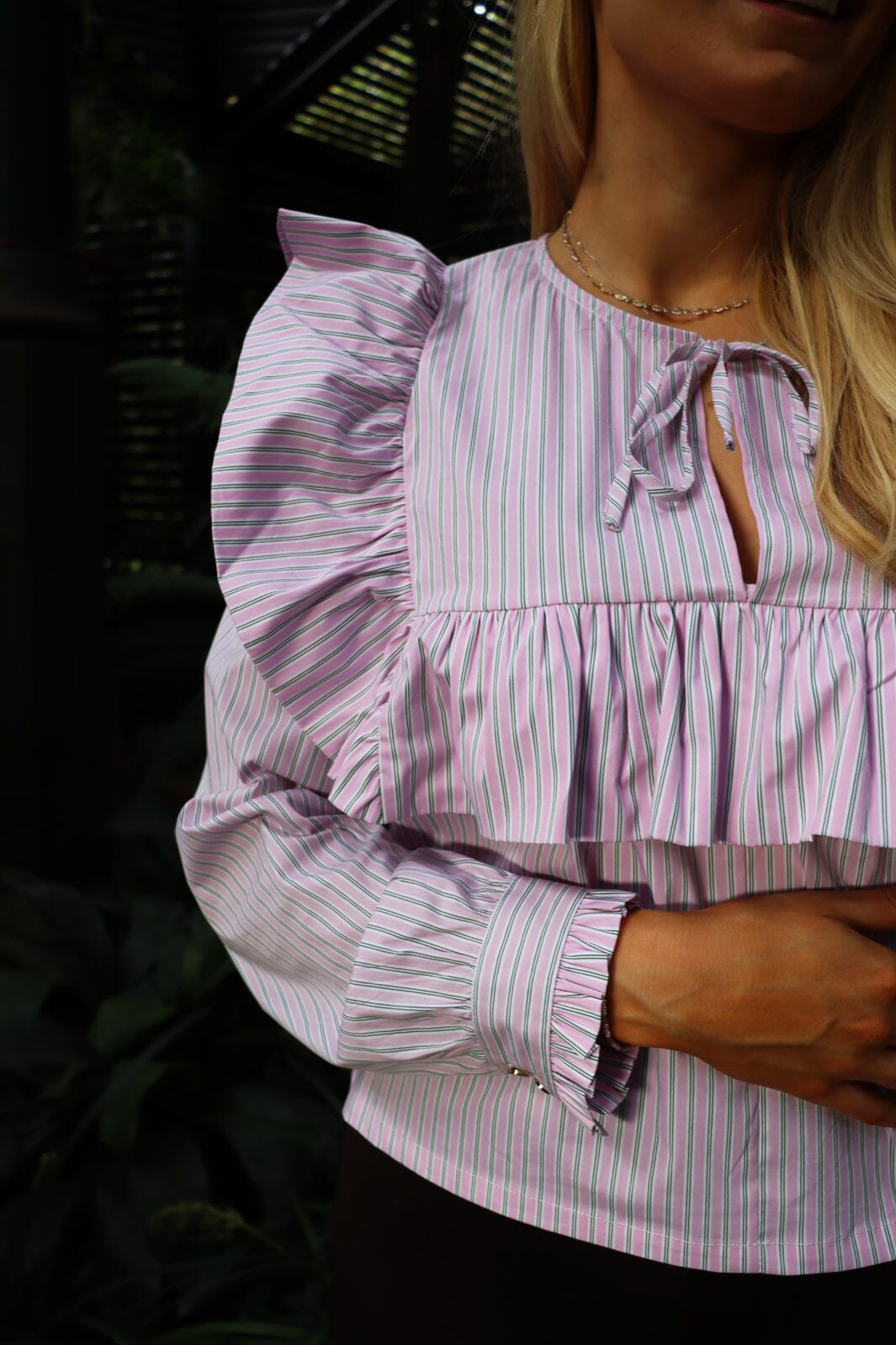 Liberte - Heather-Ls-Tie-Blouse 22165 - Pink  Stripe