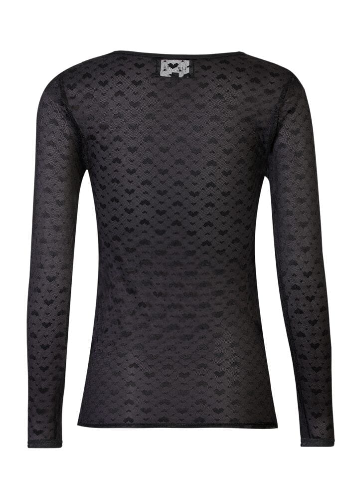 Liberte - Isa Ls Lace Blouse 21345 - Black Small Big Hearts Bluser 