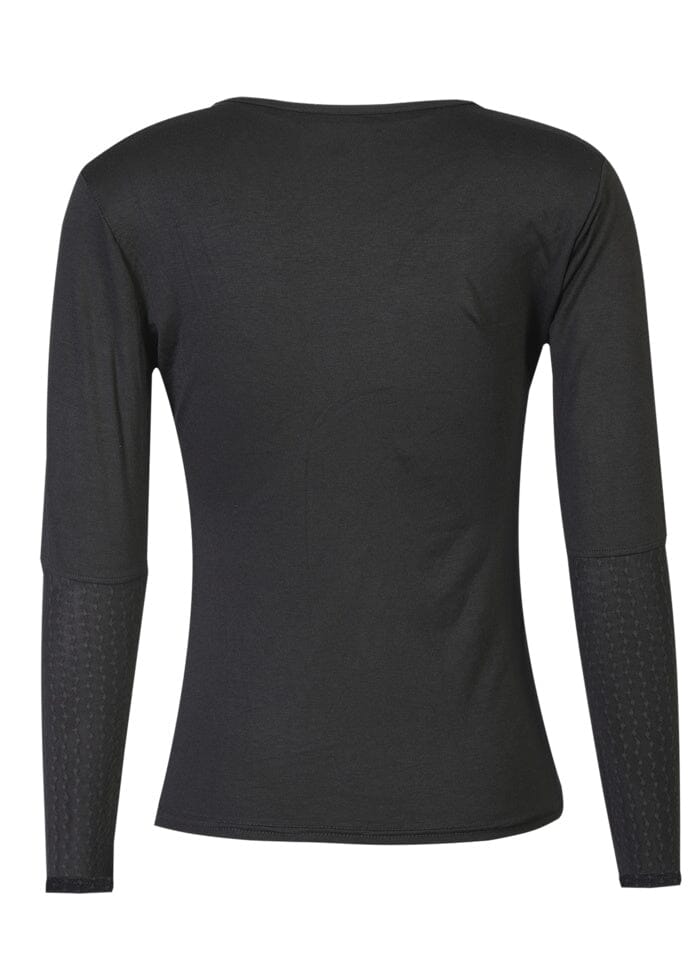 Liberte - Isa Ls Lace Sleeve Blouse 21348 - Black Wavy Lines Bluser 