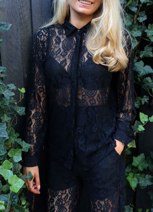Liberte - Lacy Ls Shirt 22270 - Black Lace Skjorter 
