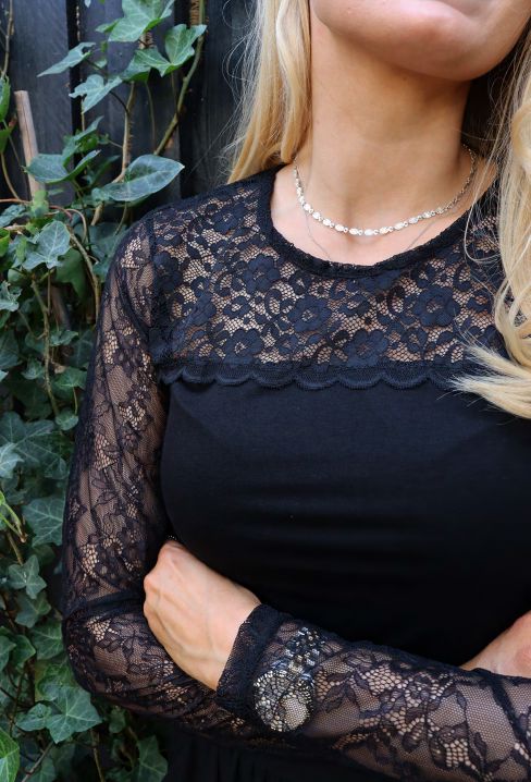 Liberte - Lisa Ls Lace Blouse 2 22277 - Black Bluser 