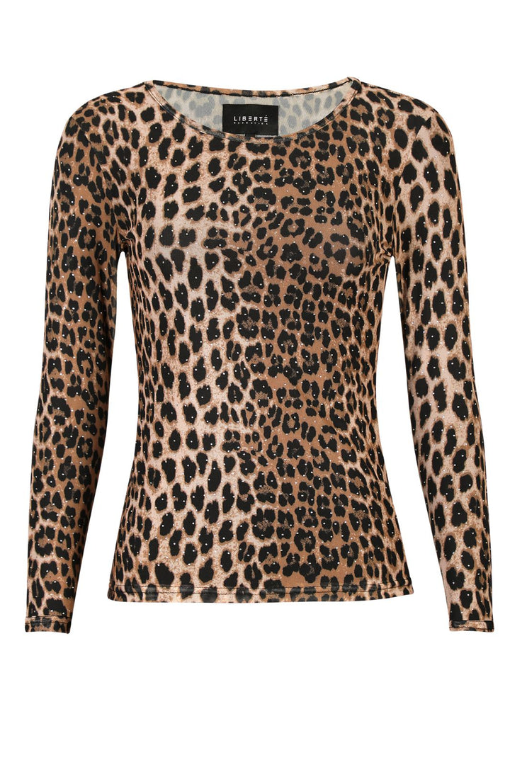 Liberte - Mesh-Ls-Sparkle-Tshirt 22134 - Lux Leo Diamond Dot T-shirts 