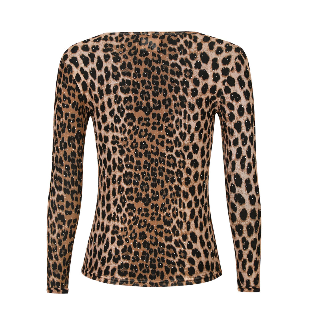 Liberte - Mesh-Ls-Sparkle-Tshirt 22134 - Lux Leo Diamond Dot T-shirts 