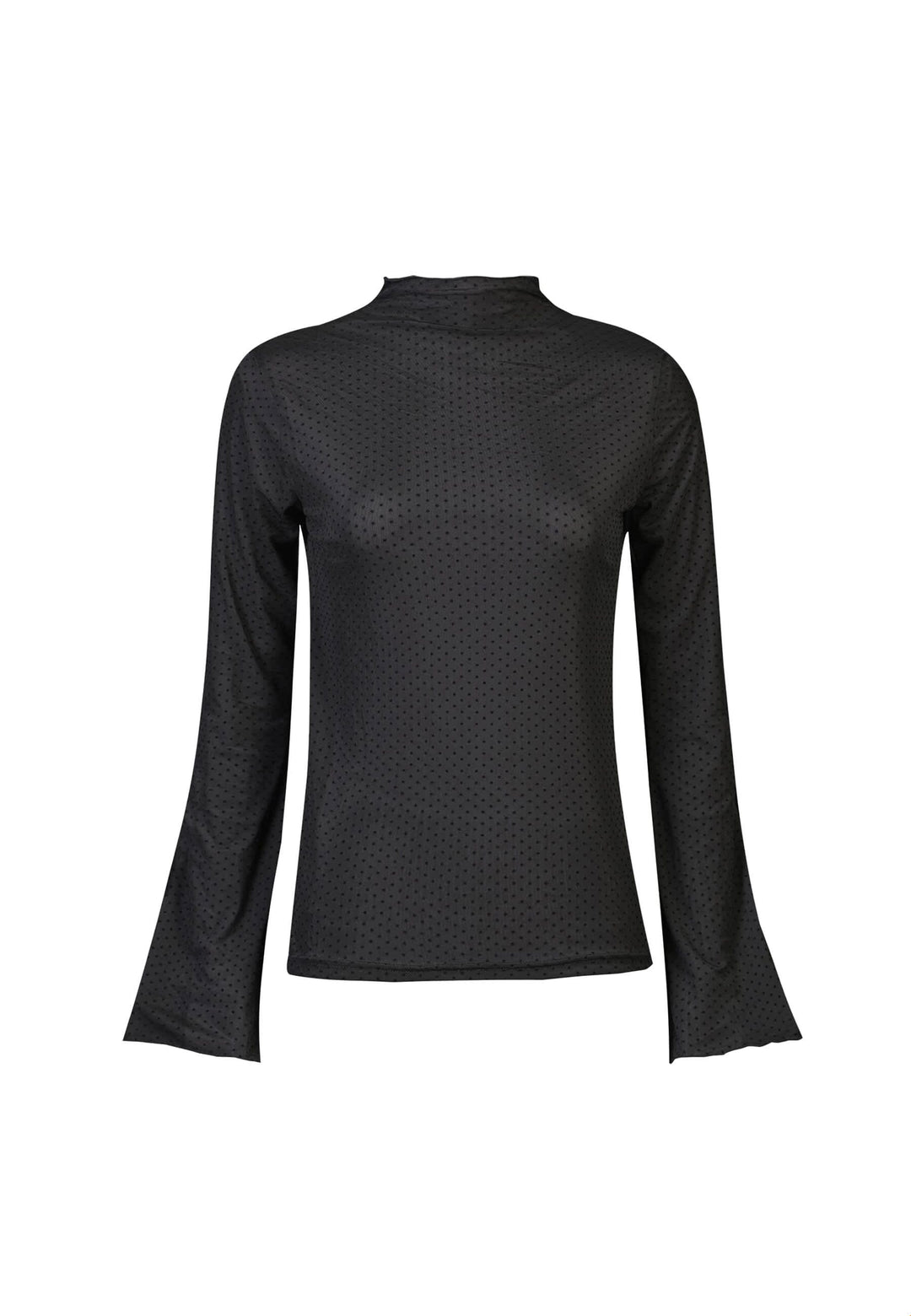 Liberte - Mesh Ls Trompet Top 22486 - Black Small Dot Toppe 