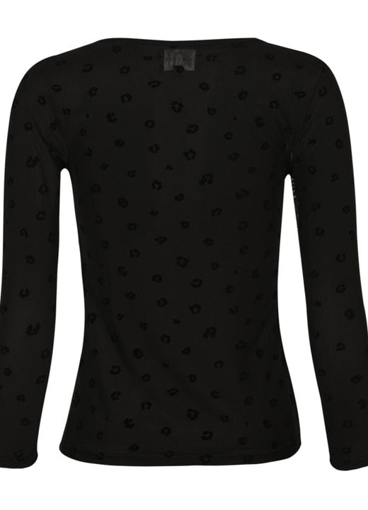 Liberte - Mesh-Ls-Tshirt 22065 - Black Flock Leo Bluser 