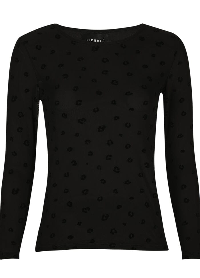 Liberte - Mesh-Ls-Tshirt 22065 - Black Flock Leo Bluser 