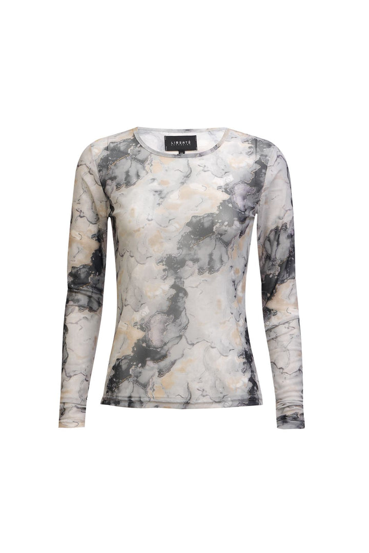 Liberte - Mesh Ls Tshirt 22065 - Black Grey Marble