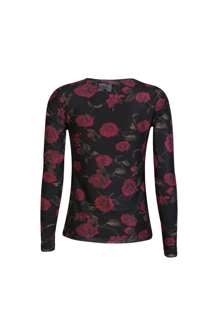 Liberte - Mesh Ls Tshirt 22065 - Black Pink Rose