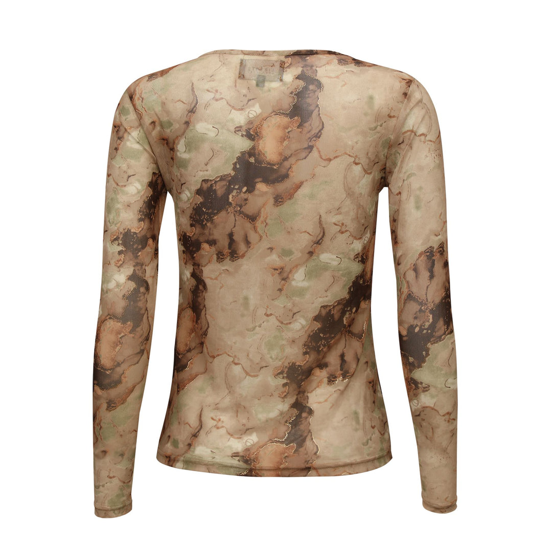 Liberte - Mesh-Ls-Tshirt 22065 - Brown Gold Marble T-shirts 