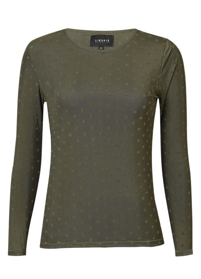Liberte - Mesh Ls Tshirt, Dot 22069 - Army Medium Dot T-shirts 
