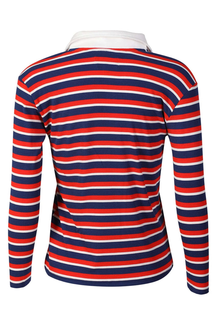 Liberte - Natalia-Ls-Polo-Blouse 22163 - Navy Red White Stripe