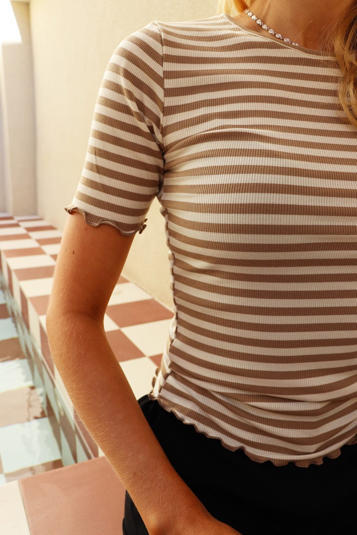 Liberte - Natalia Ss Blouse 9971 - Sand Creme Stripe