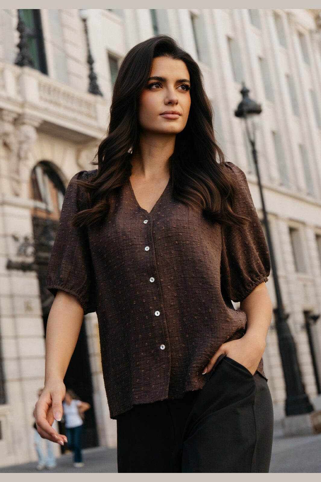 Liberte - Silva 3/4 Blouse 22513 - Coffee Bean