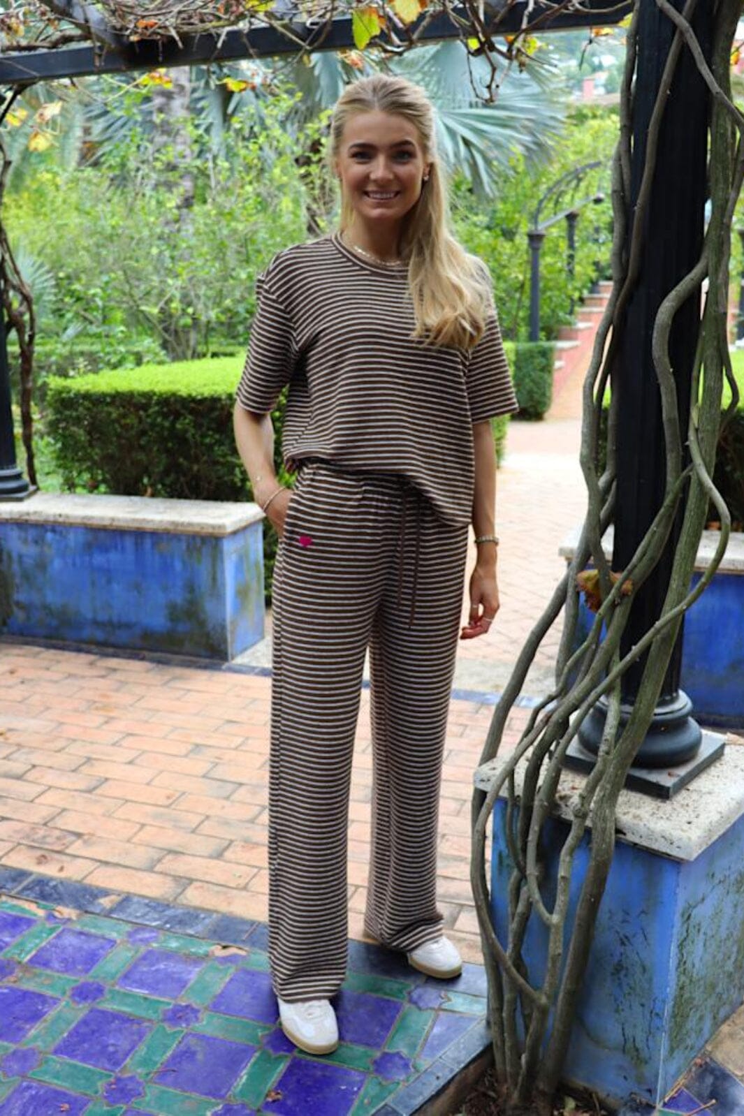 Liberte - Sus Tshirt 22356 - Brown Creme Stripe T-shirts 