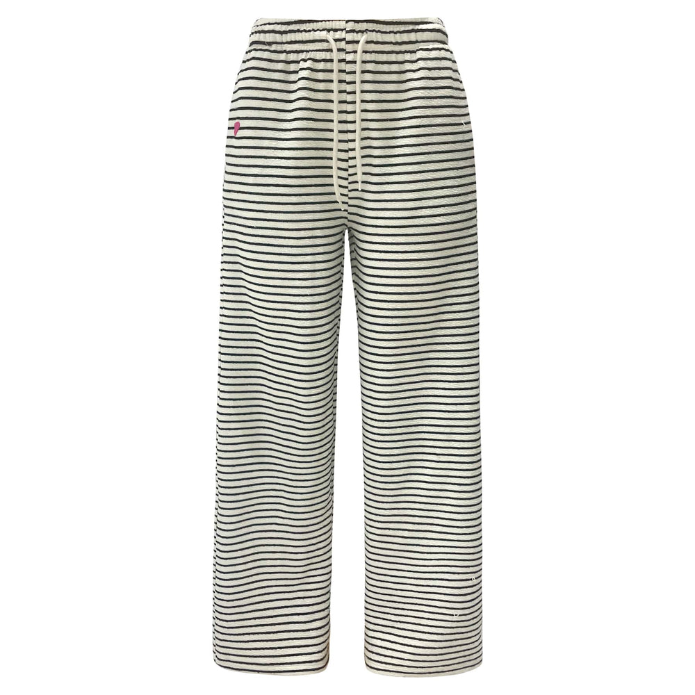 Liberte - Sus-Wide-Pants 22314 - Black Creme Stripe Bukser 