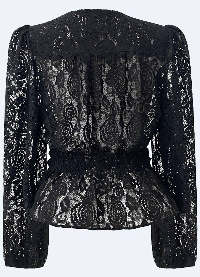 Liberte - Tiki Ls Twist Blouse 22120 - Black Lace Bluser 