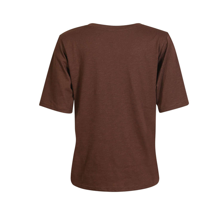Liberte - Ulla-Ss-Vneck-Tshirt 21675 - Dark Brown T-shirts 