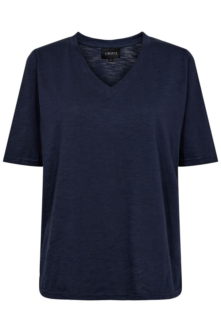 Liberte - Ulla-Ss-Vneck-Tshirt - Navy T-shirts 