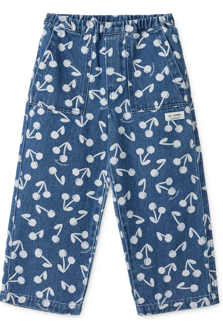 Liewood - Cesar Printed Denim Pants LW19921 - Cherry blossom / Medium blue denim