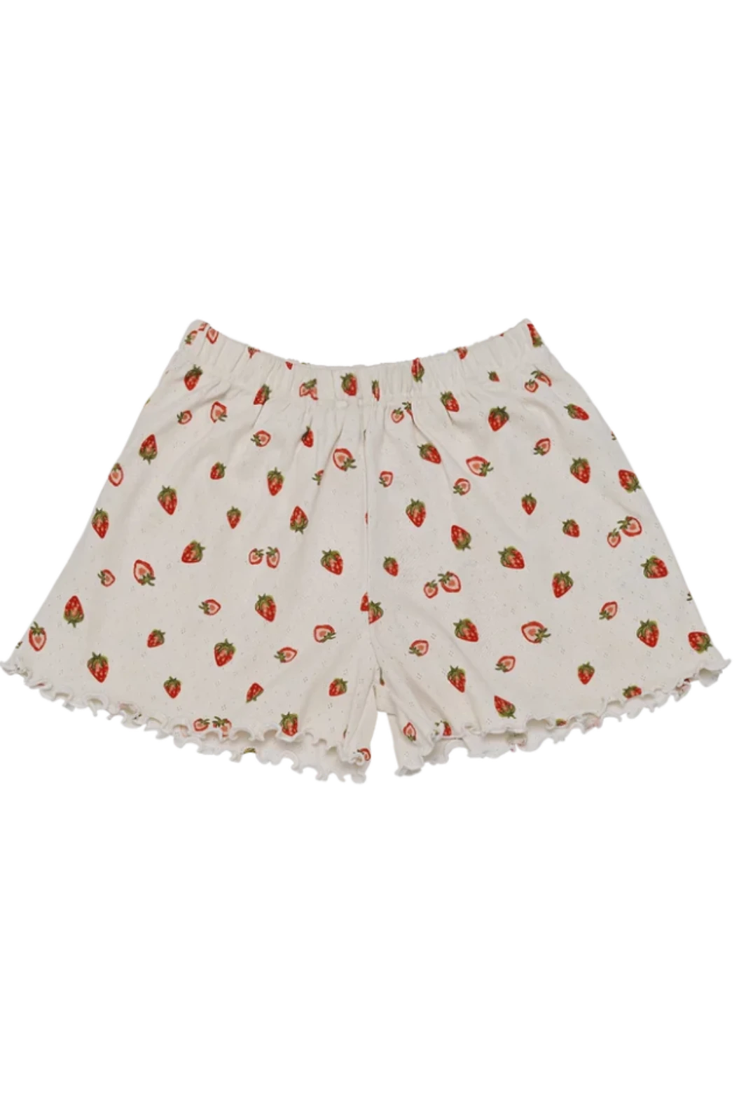 Maanesten - Jea Pointelle Shorts Strawberry Garden White - 4130 Shorts 