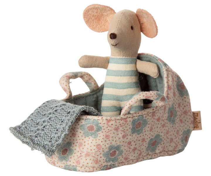 Maileg - Babylift, Baby Mus - Blå - Baby Mouse Legetøj 