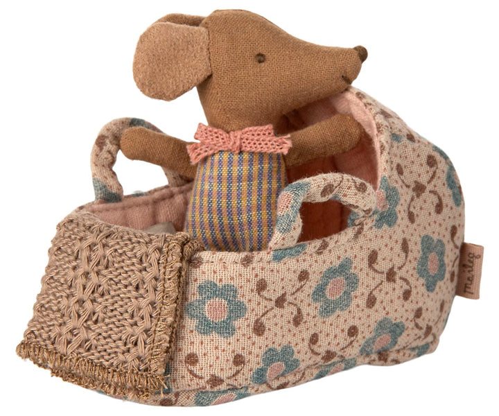 Maileg - Babylift, Baby Mus - Rosa - Baby Mouse Legetøj 