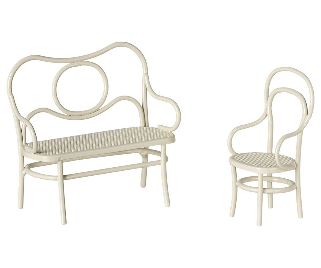 Maileg - Cafésæt, Mus, Lille - Råhvid - Mouse Furniture Legetøj 