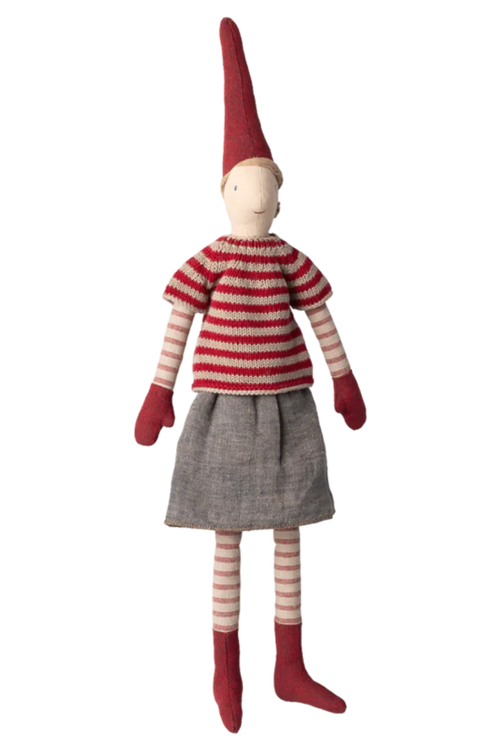 Maileg - Nisse, Str. 3 - Pige - Nederdel Og Strikket Sweater - 14-5432-00 Julepynt 