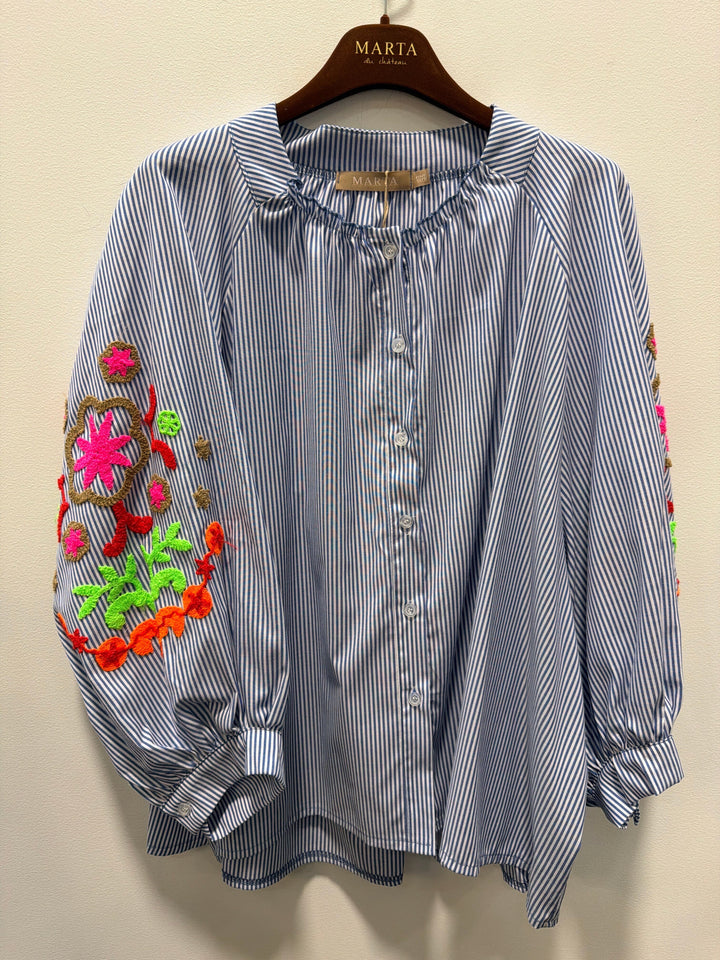 Marta Du Chateau - Mdcaleta Shirt 268191Stripe - Blue Denim Stripe Skjorter 