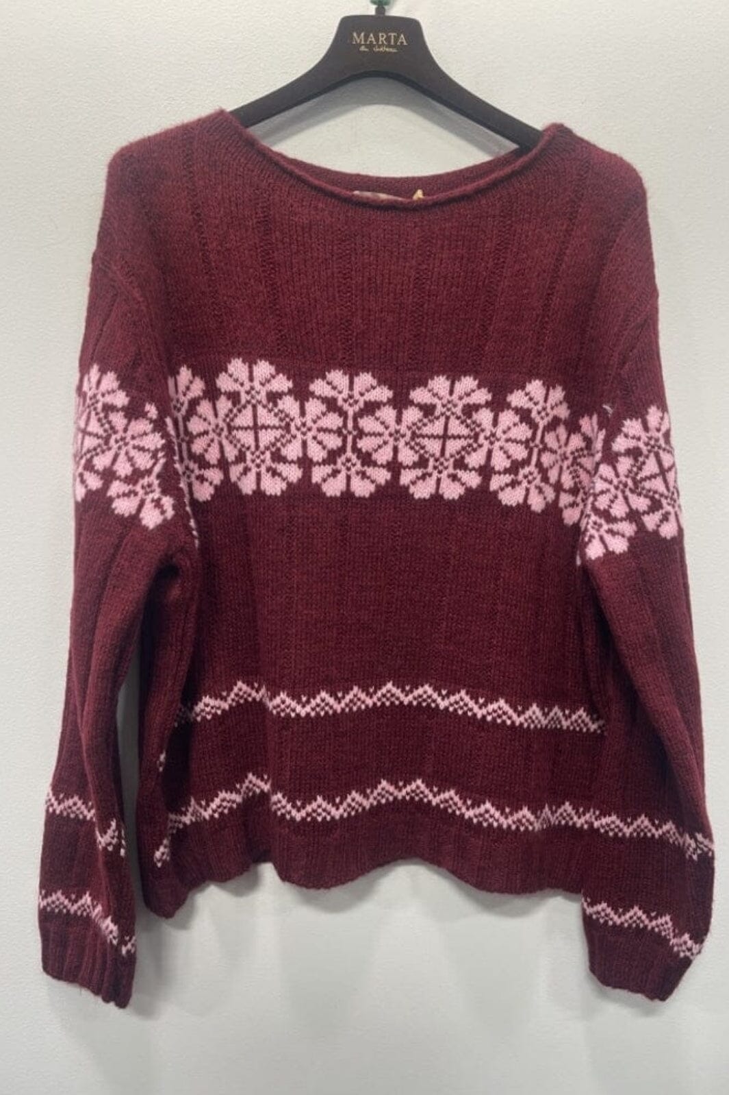 Marta Du Chateau - Mdcbruna Knit 8154 - Bordeaux/Pink Strikbluser 