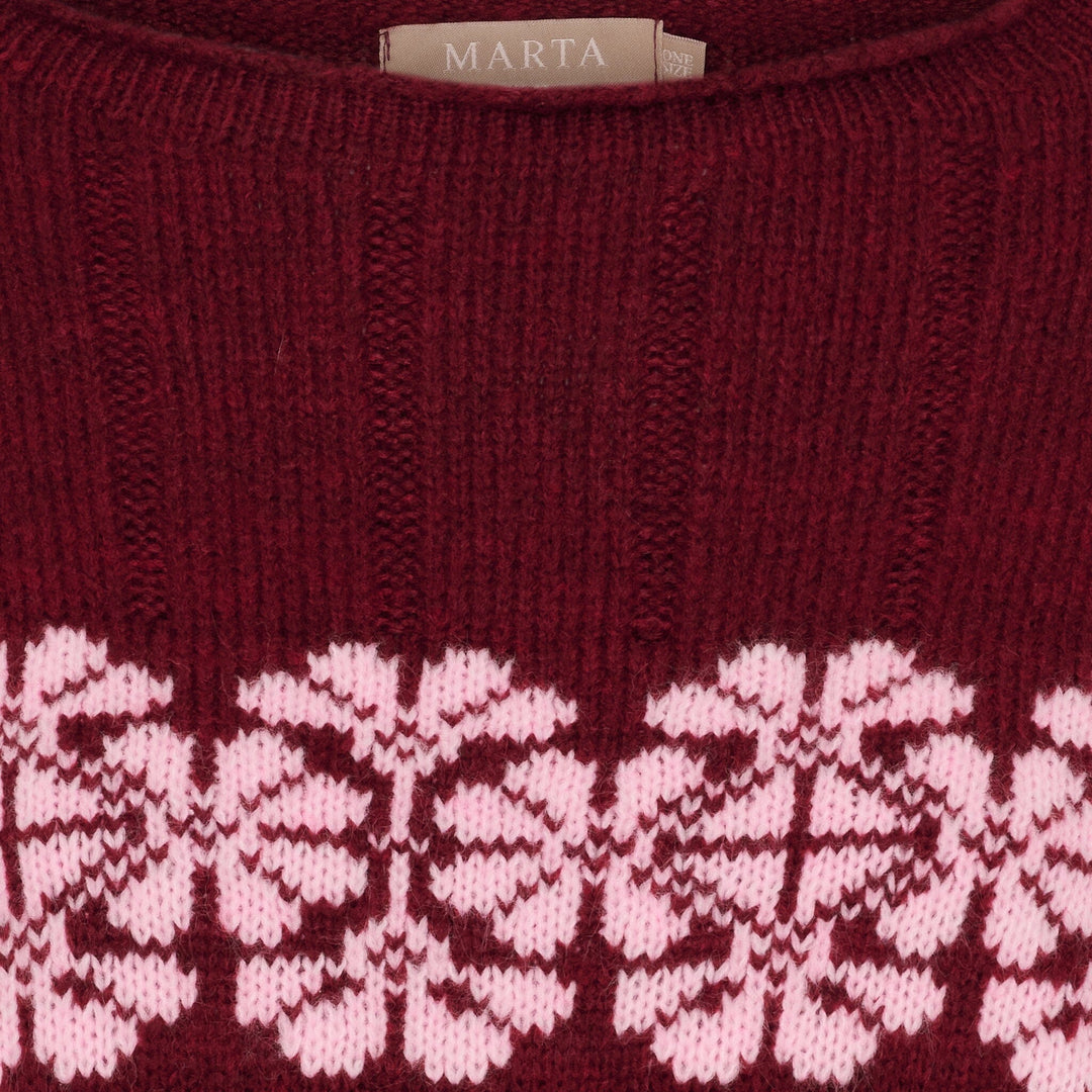 Marta Du Chateau - Mdcbruna Knit 8154 - Bordeaux/Pink Strikbluser 