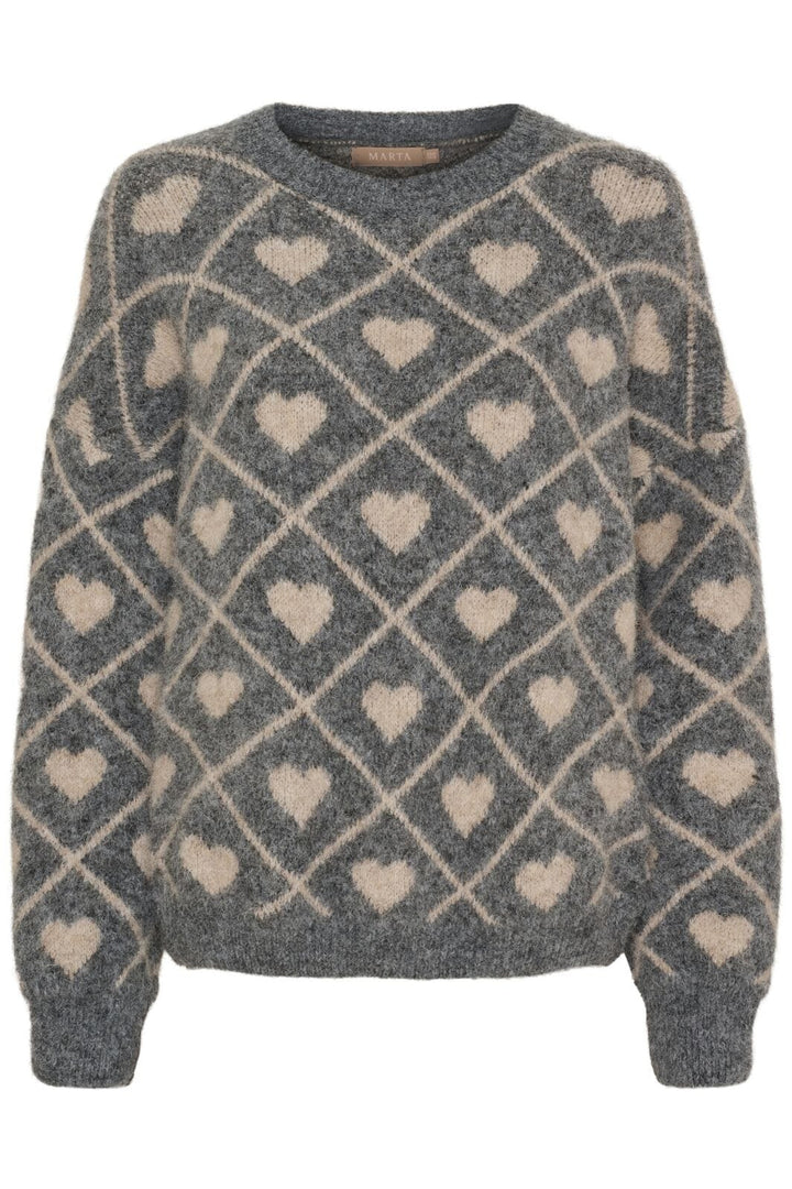 Marta Du Chateau - Mdcferay Knit 8151 - Grigio9513/Beige9504 Strikbluser 
