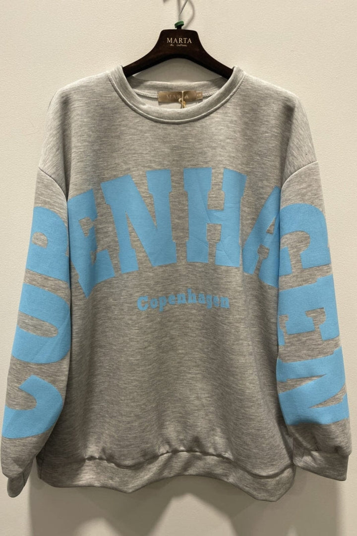 Marta Du Chateau - Mdchibiscus Sweatshirt 22659 - Grey/Skyblue Sweatshirts 
