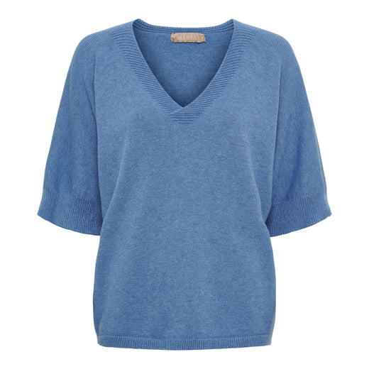 Marta Du Chateau - Mdcinaya Knit 9587 - Jeans Blue Melange Strikbluser 