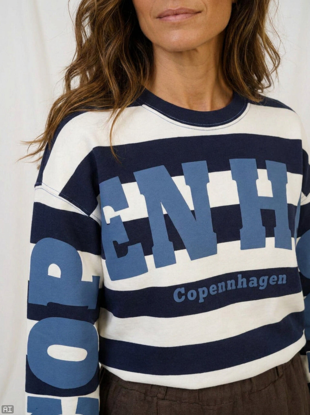 Marta Du Chateau - Mdcnerina Sweatshirt 22659s - Choco/Jeans Blue Sweatshirts 
